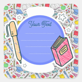 Back to school. Bakgrund för skolleveranser Fyrkantigt Klistermärke