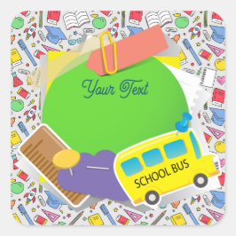 Back to school. Bakgrund för skolleveranser Fyrkantigt Klistermärke