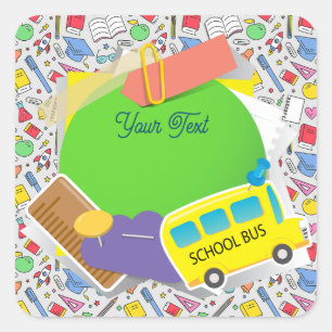 Back to school. Bakgrund för skolleveranser Fyrkantigt Klistermärke