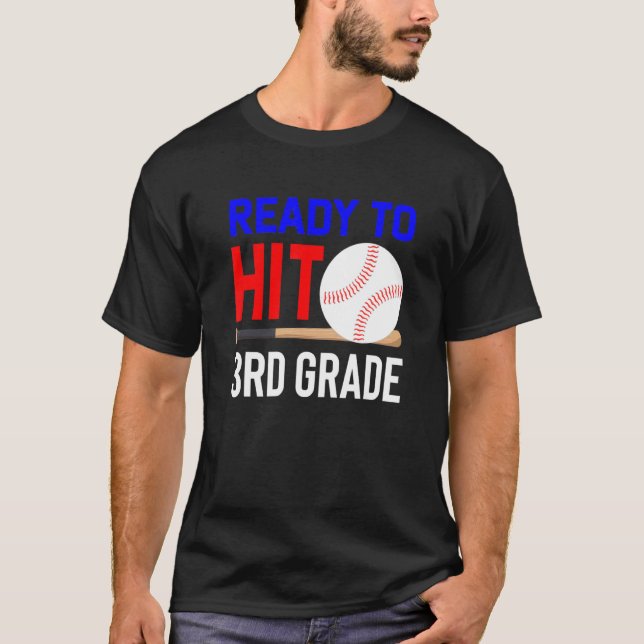 Back To School Baseball Ready To Hit 3rd Grade Stu T Shirt (Framsida)