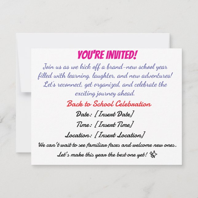 Back to School Bash Invitation Inbjudningar (Baksida)