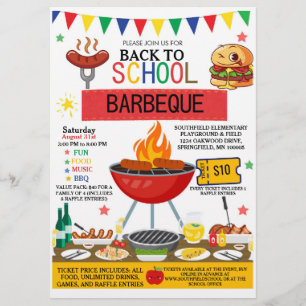 Back to school BBBQ-inbjudan - Flyer-redigerbar Flygblad