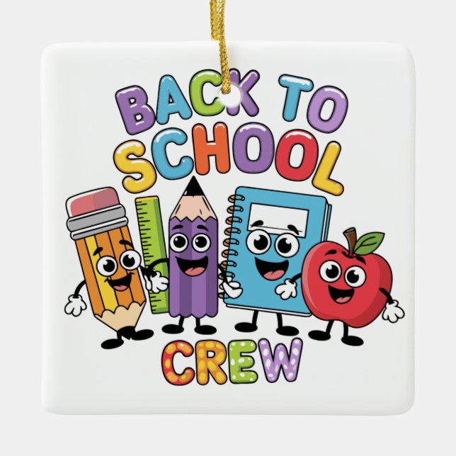 Back to school besättning julgransprydnad keramik (Framsida)