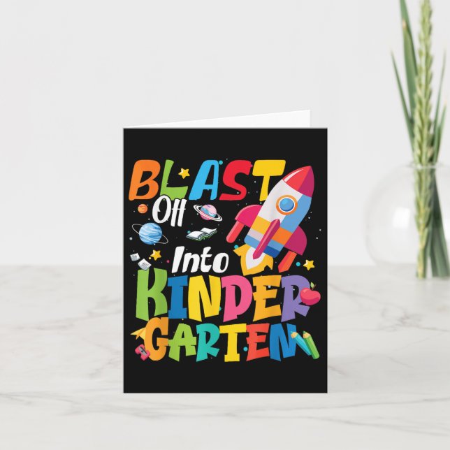 Back to school Blast off to Kindergarten Cute Bo Kort (Framsida)