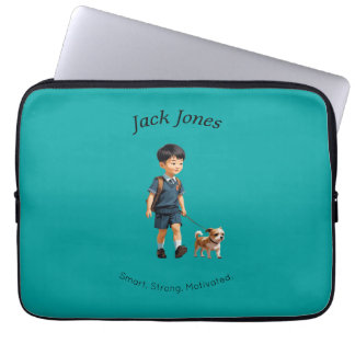Back to school Boy & Hund Vattenflaska Anpassnings Laptop Fodral