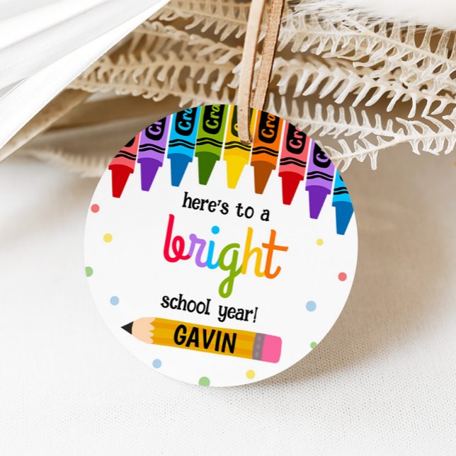 Back to school Bright-skolår Gåvor Etiketter (School Supplies Bright School Year Round Favor Tags)