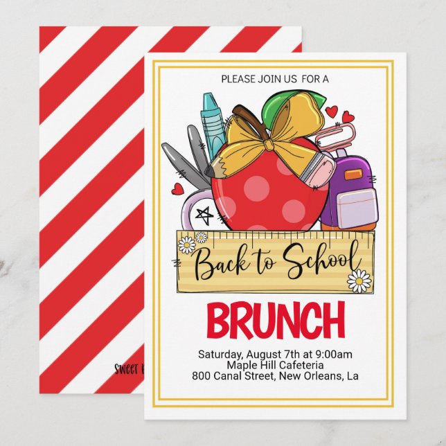 Back to school Brunch-inbjudan Inbjudningar (Fram/baksida)