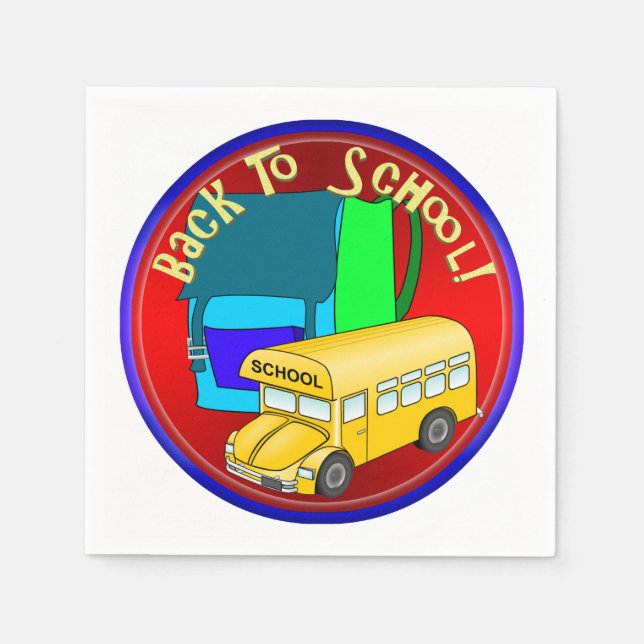 Back to school Buss och Blue Backpack Pappersservett (Framsidan)