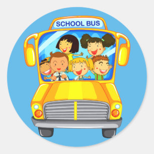 Back to school Buss Runt Klistermärke