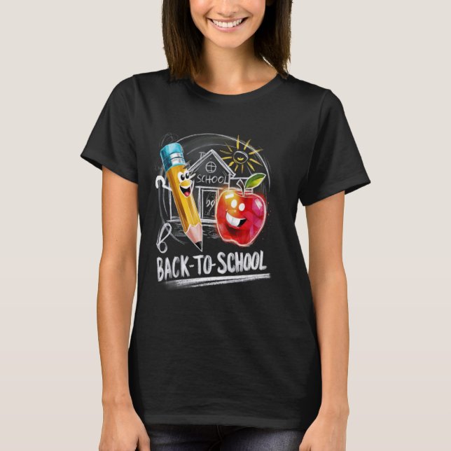 Back to school Chalk Teacher Funny Kids Första dag T Shirt (Framsida)