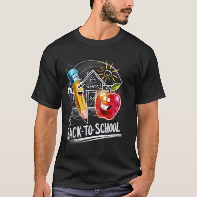 Back to school Chalk Teacher Funny Kids Första dag T Shirt (Framsida)