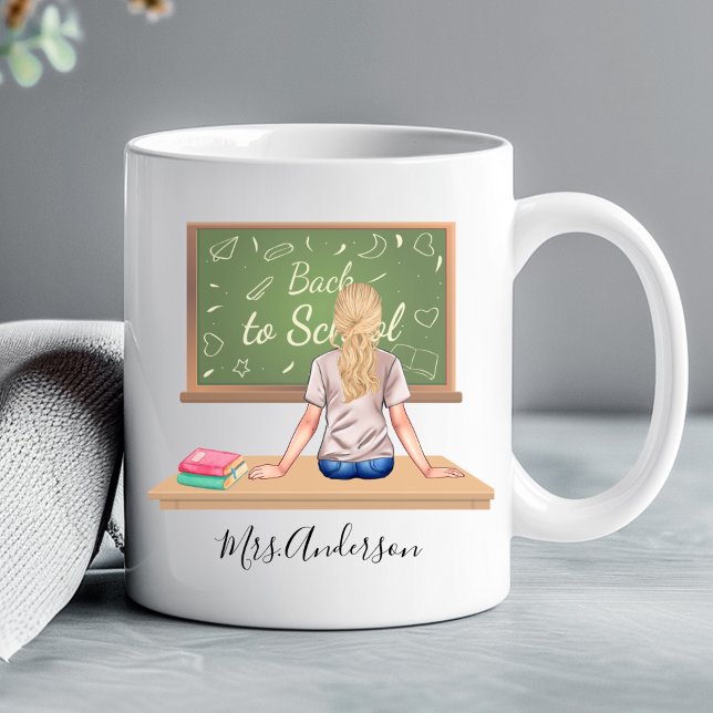 Back to school Chalkboard Teacher Mugg Blonde Jumbo Mugg (Skapare uppladdad)
