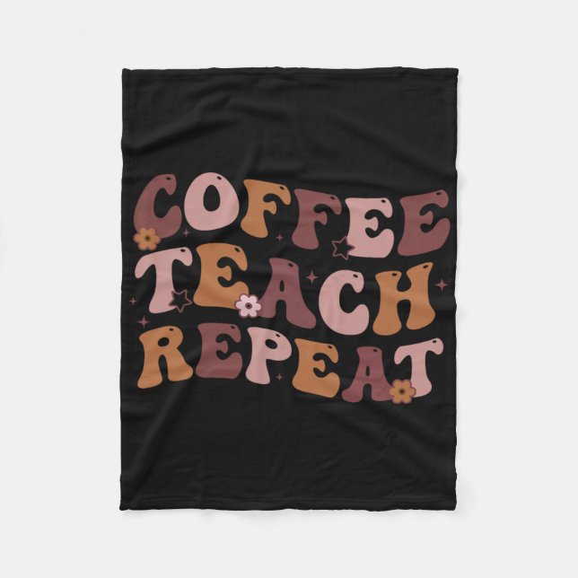 Back to school Coffee Teach Repeat Teacher Life Mo Fleecefilt (Framsidan)