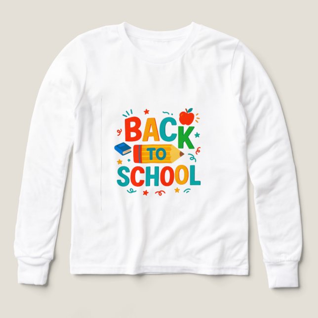 Back to School" Colorful Pencil & Apple Graphic T Shirt (Design framsida)