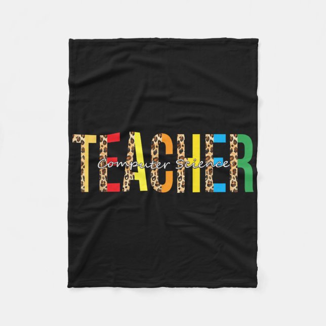 Back to school Computer Science Teacher Leopard Ad Fleecefilt (Framsidan)