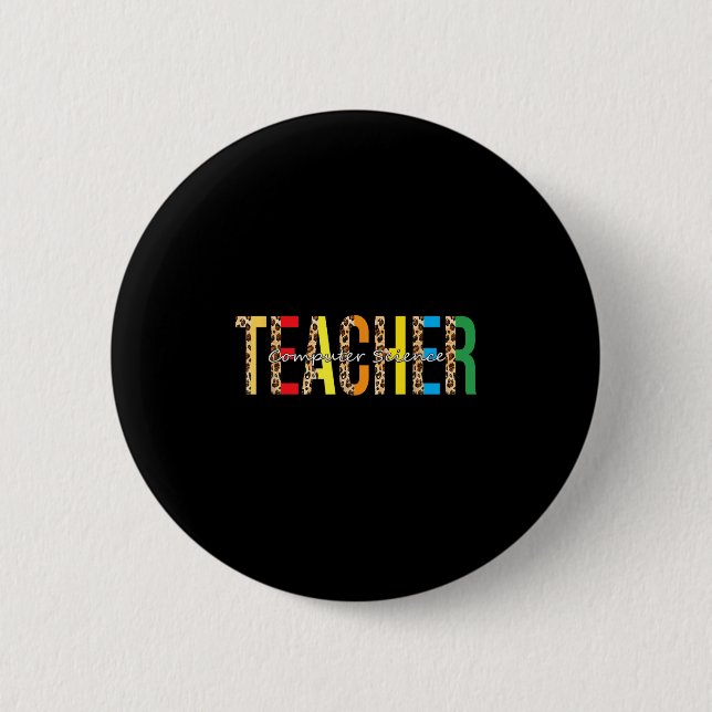 Back to school Computer Science Teacher Leopard Ad Knapp (Framsida)