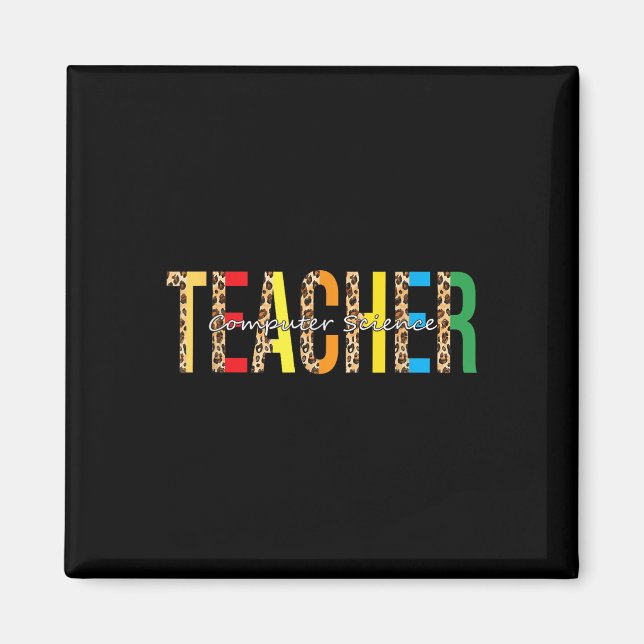 Back to school Computer Science Teacher Leopard Ad Magnet (Framsidan)