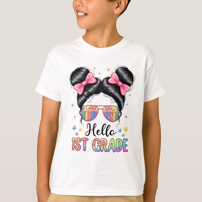 Back to school Coquette Bow Teacher Hej First Gr T Shirt (Framsida)