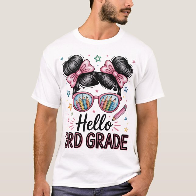 Back to school Coquette Bow Teacher Hej Tredje gen T Shirt (Framsida)