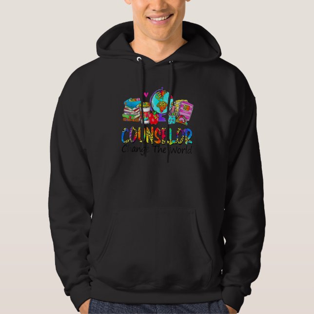 Back To School Counselor Change The World Leopard Hoodie (Framsida)