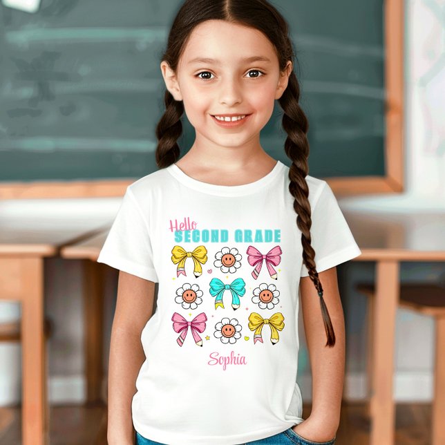 Back to school Cute Bow Pencil Coquette Retro Namn T Shirt (Back To School Cute Bow Pencil Coquette Retro Name T-Shirt)