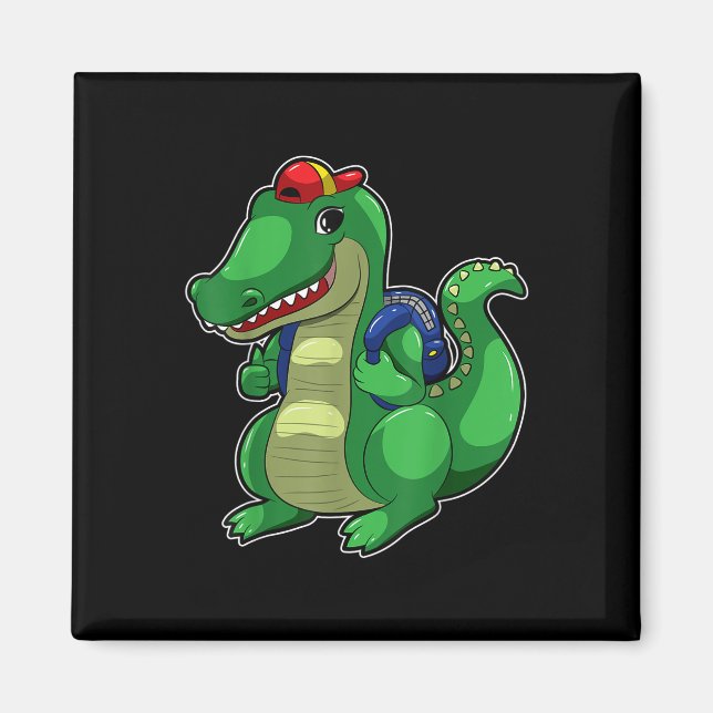 Back To School Cute Crocodile Funny Croc Backpack  Magnet (Framsidan)