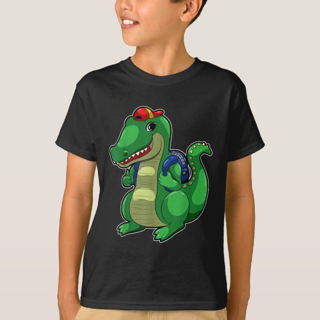 Back To School Cute Crocodile Funny Croc Backpack  T Shirt (Framsida)