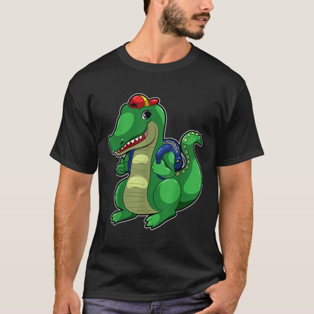 Back To School Cute Crocodile Funny Croc Backpack  T Shirt (Framsida)