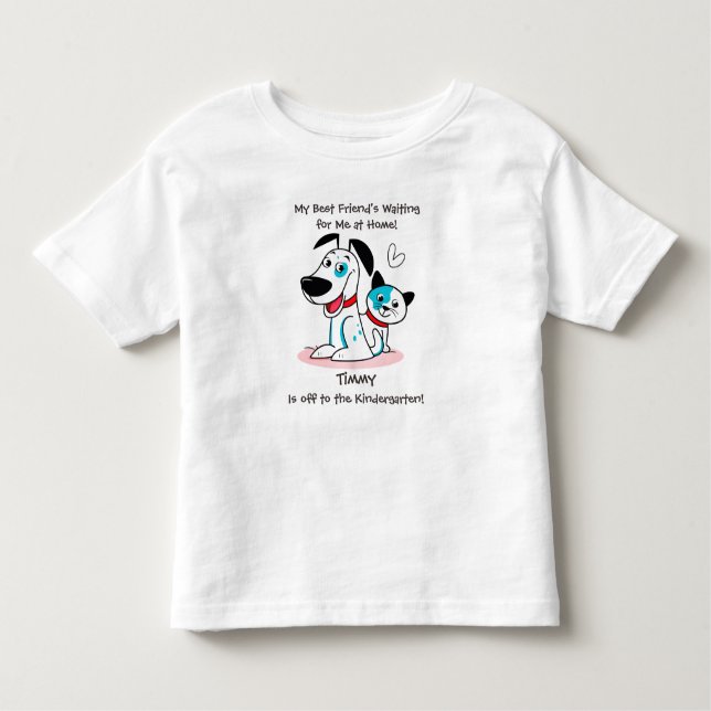 Back to school | Cute First Day Lämnar dina husdju T Shirt (Framsida)