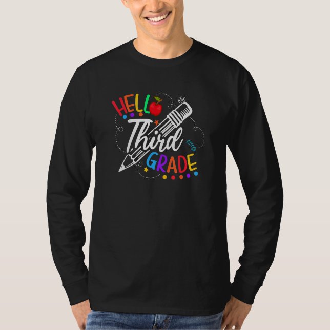 Back To School Cute Hello Second Grade Team Happy  T Shirt (Framsida)