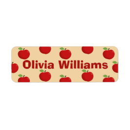 Back to school Cute Red Apple Mönster Returadress Etikett