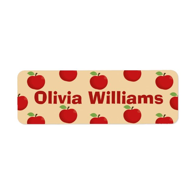 Back to school Cute Red Apple Mönster Returadress Etikett (Framsidan)