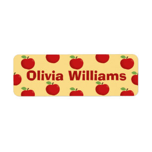Back to school Cute Red Apple Mönster Returadress Etikett