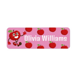Back to school Cute Tecknad Roligt Red Apple Returadress Etikett