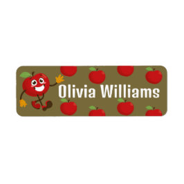Back to school Cute Tecknad Roligt Red Apple Returadress Etikett