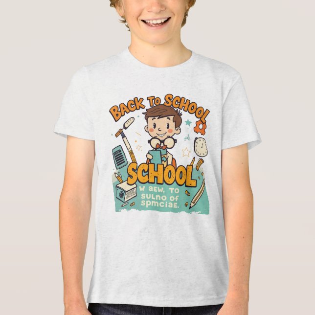 Back to school Cute Tecknad Student Illustration T Shirt (Framsida)