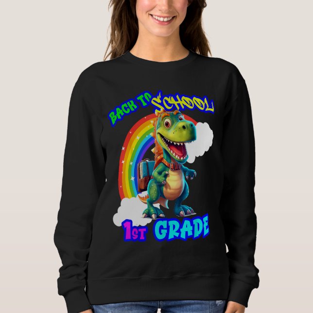 Back to School Dinosaur 1st Grade T Shirt (Framsida)