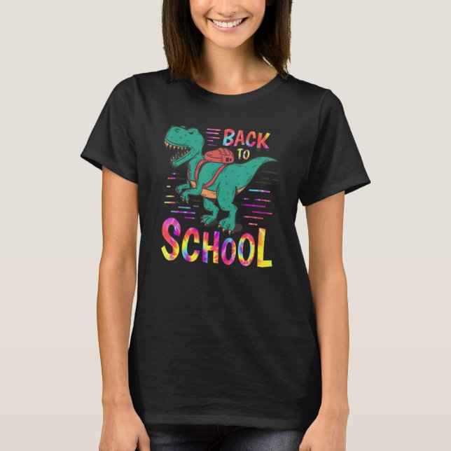 Back To School Dinosaur Tye Dye Teacher Students B T Shirt (Framsida)