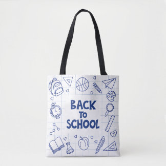 Back to school Doodle Tote Bag Tygkasse