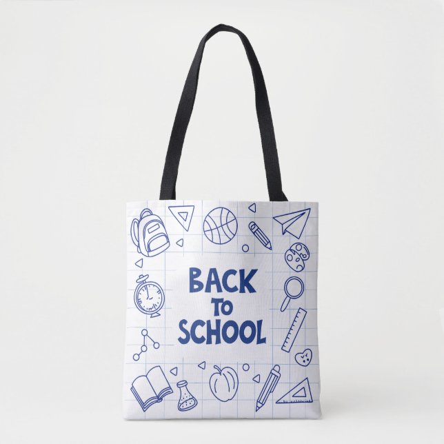 Back to school Doodle Tote Bag Tygkasse (Framsida)