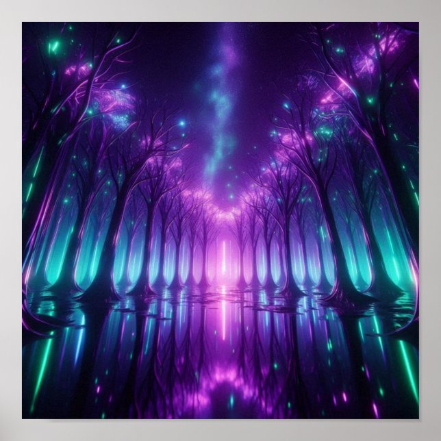 Back to School Dream Aurora Neon Forest Poster (Framsidan)
