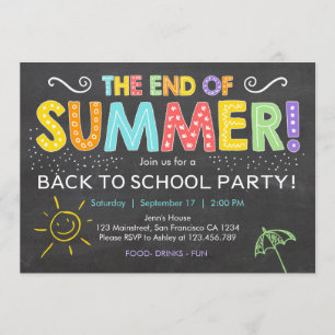 Back to school efter sommarpartsinbjudan inbjudningar