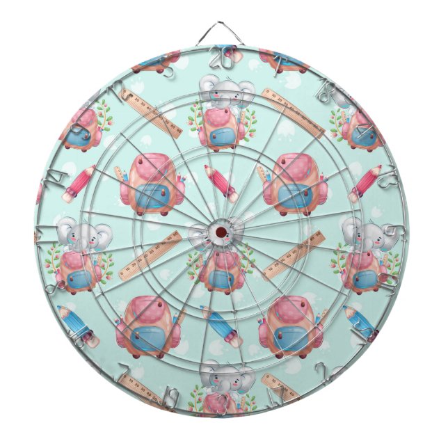 Back to school Elephant Mönster Darttavla (Framsidan)