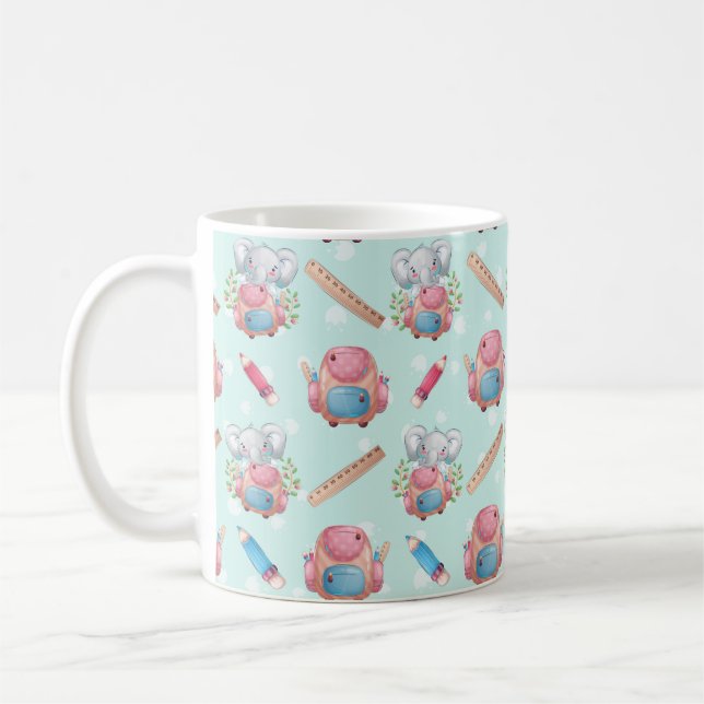 Back to school Elephant Mönster Kaffemugg (Vänster)