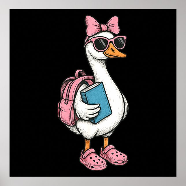 Back to school Fånig Goose Girls Kids Poster (Framsidan)