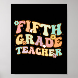 Back to school Femte Klass-lärarfärgen Colorful Ki Poster