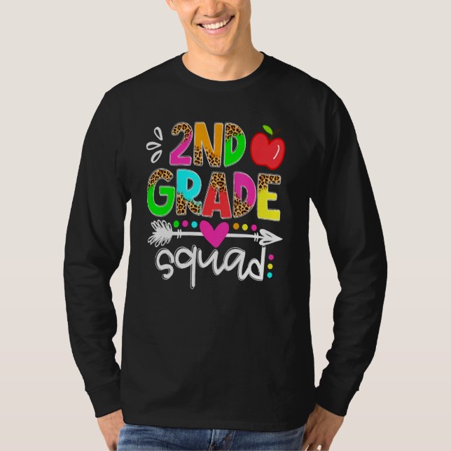 Back To School First Day Of 2nd Grade Squad Teache T Shirt (Framsida)