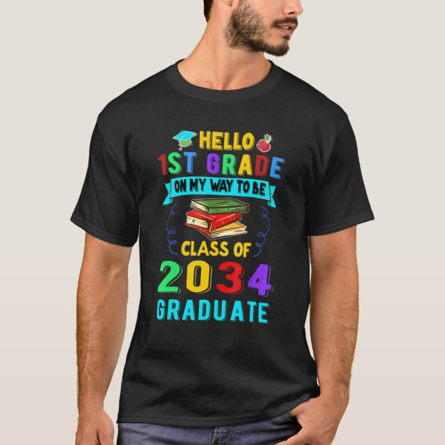 Back to School First Day Of First Grade Hello Kids T Shirt (Framsida)