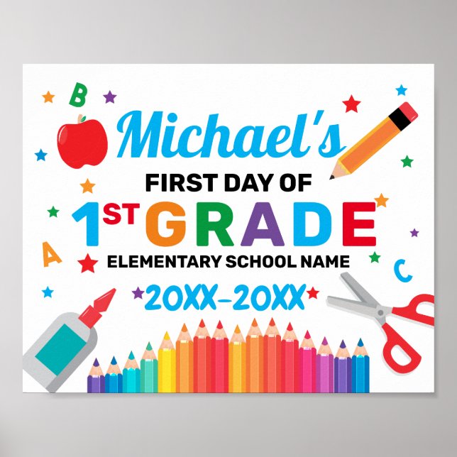 Back to school first day sign poster (Framsidan)