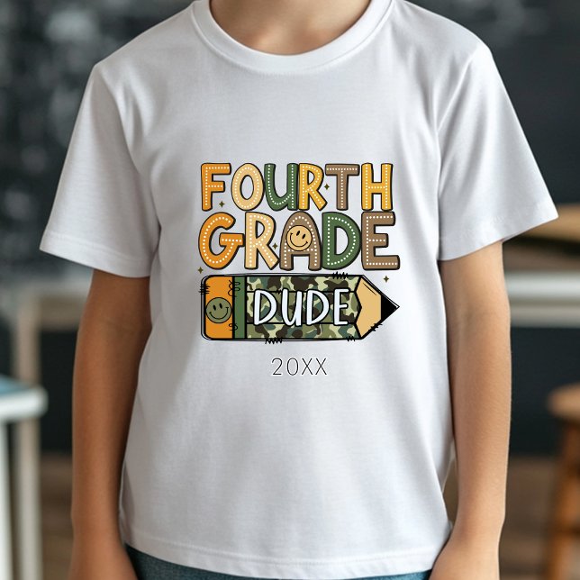 Back to school Fjärde Klass-killen Camo Boy T-Shir T Shirt (Skapare uppladdad)